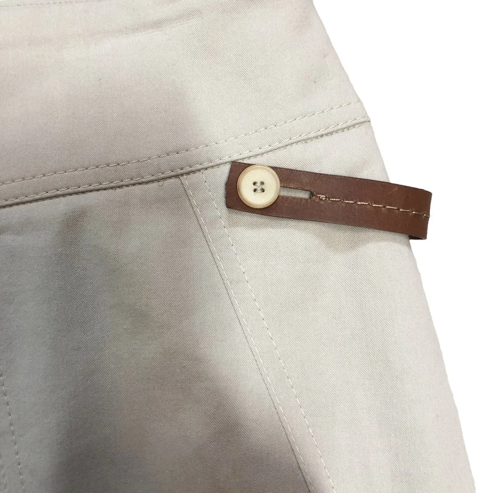 Gunex Skirt Womens Size 8 Tan Leather Strap Pencil Mini Minimalist Vintage Italy